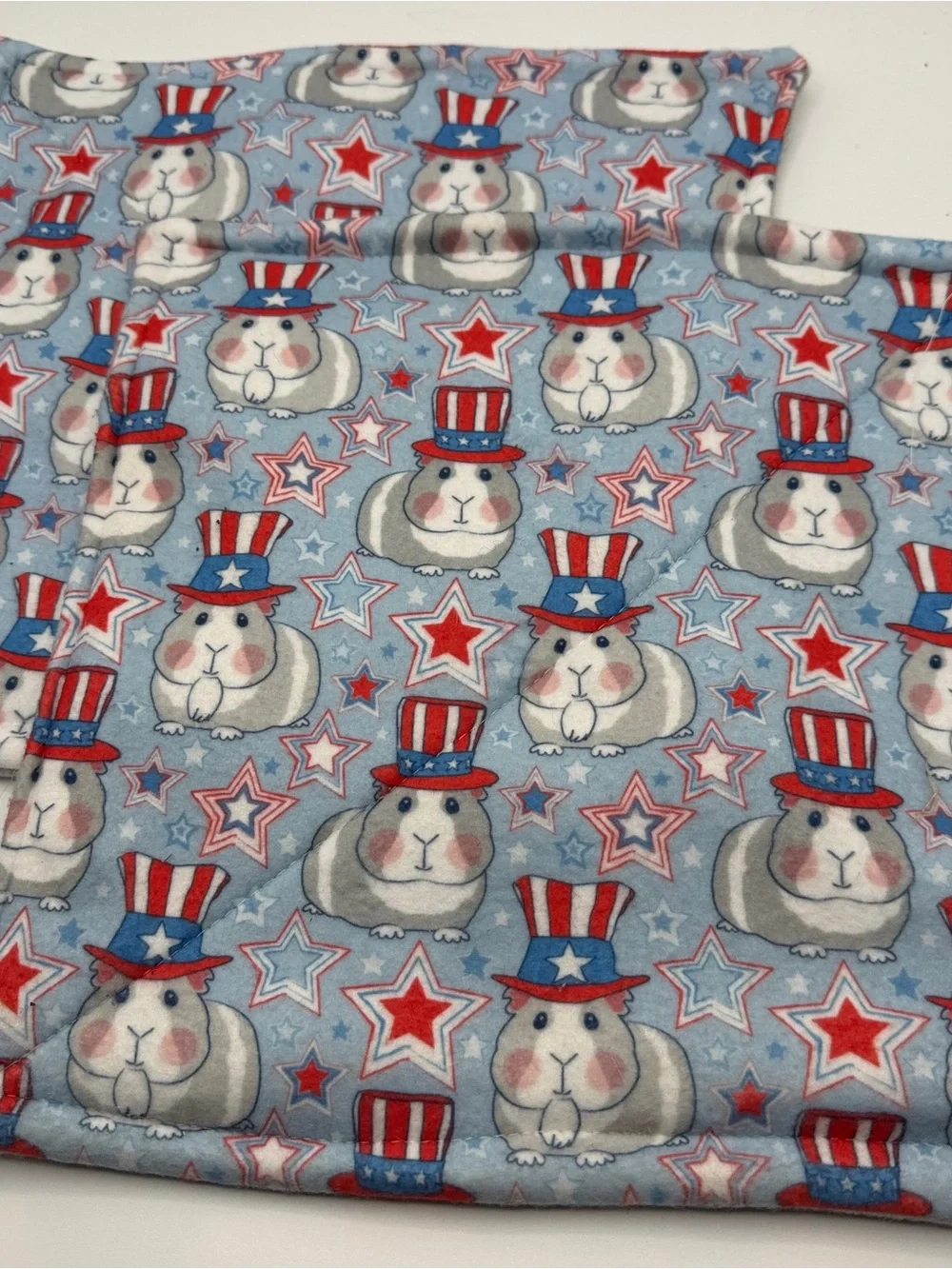 Guinea Pig P Piddle Pads Reversible Fleece 12” Pair Lot 2 USA Patriotic